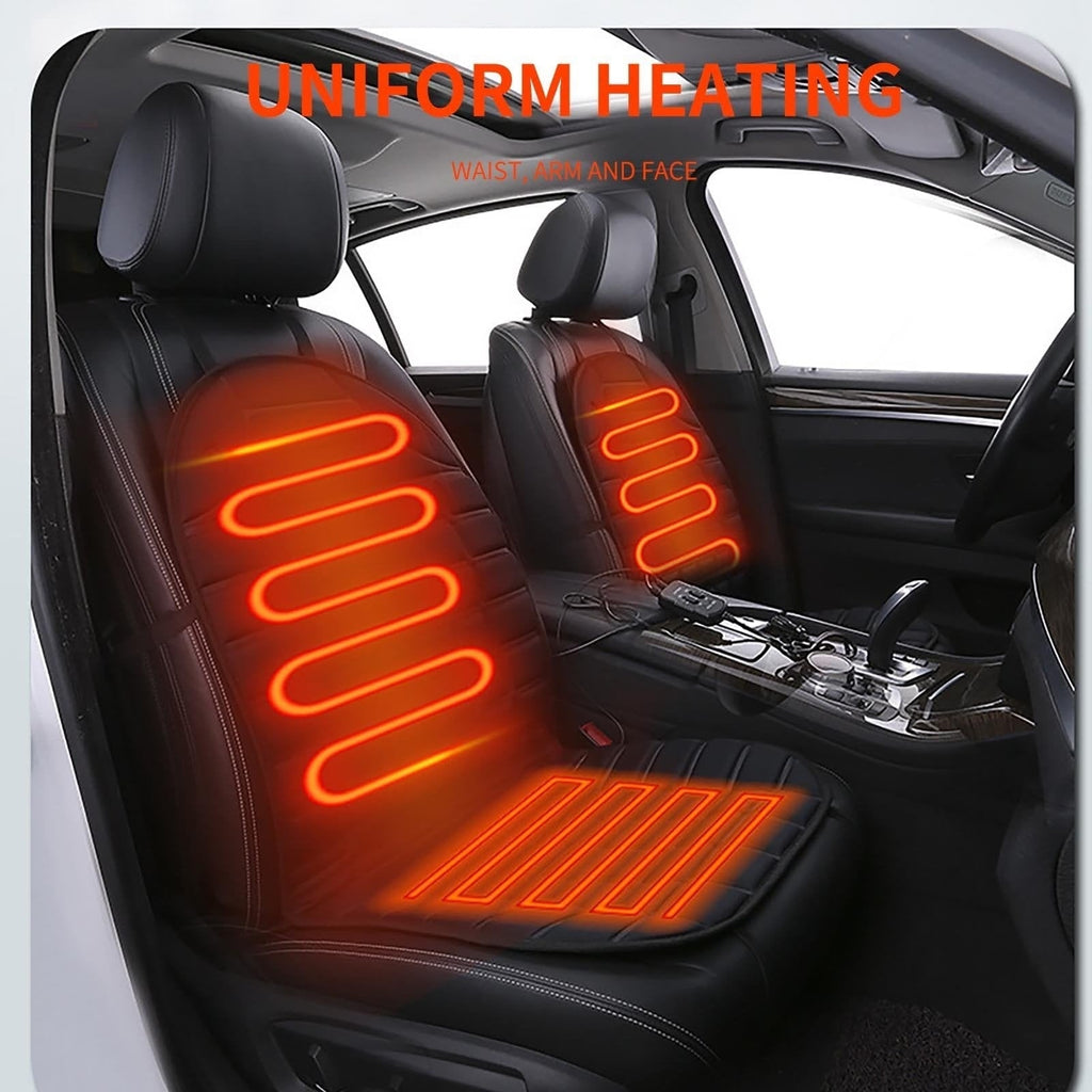 Heated Car Seat Cushion with Backrest Support and 12v Quilted Pad Two Heat Settings - Image 2