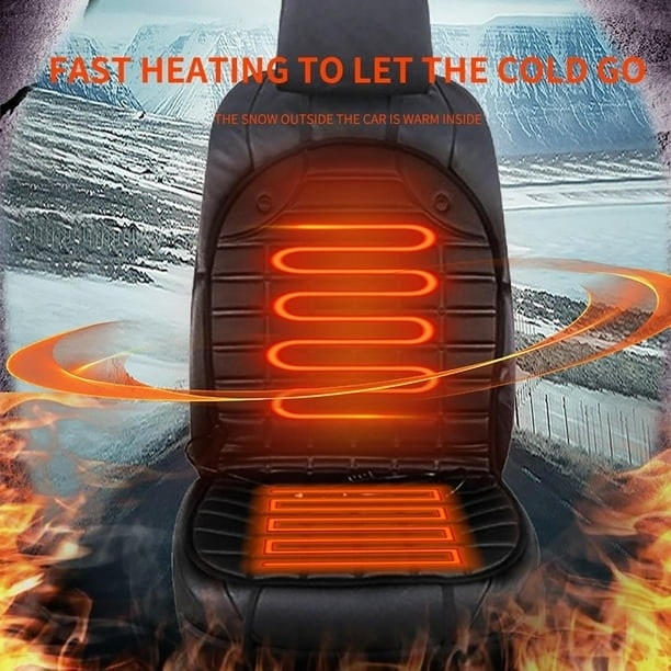 Heated Car Seat Cushion with Backrest Support and 12v Quilted Pad Two Heat Settings - Image 3