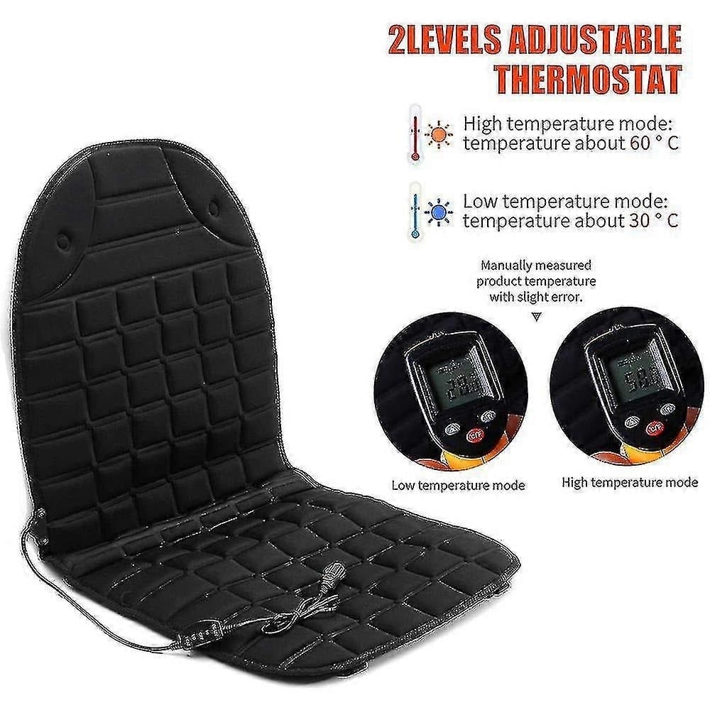 Heated Car Seat Cushion with Backrest Support and 12v Quilted Pad Two Heat Settings - Image 4