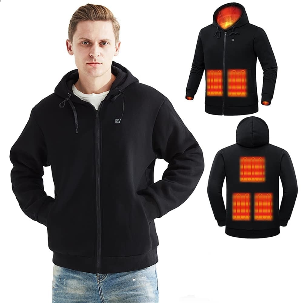 Heated Hoodie with USB Power Full Zip Drawstring Hood and Temperature Control - Image 2
