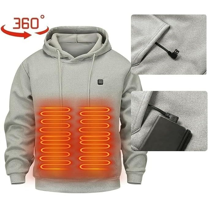Heated Hoodie with USB Power Full Zip Drawstring Hood and Temperature Control - Image 6