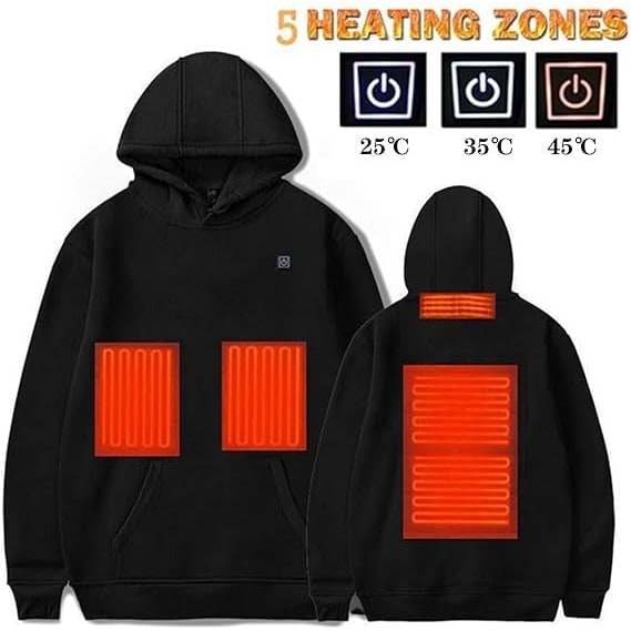 Heated Hoodie with USB Power Full Zip Drawstring Hood and Temperature Control - Image 7