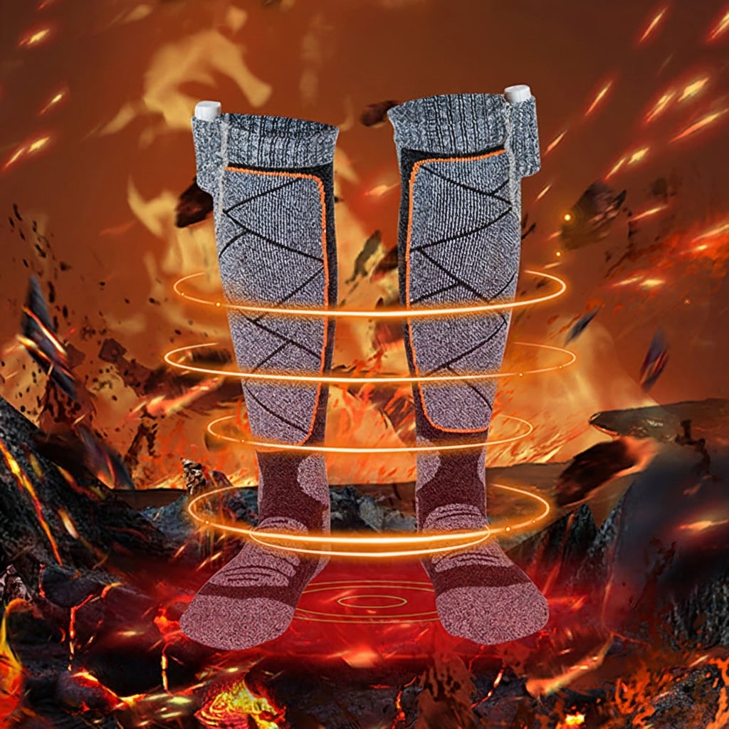 Heated Socks with Rechargeable Battery Knee-High Thermal Knit and Reinforced Heel Toe - Image 2