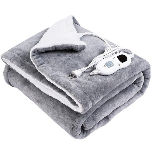 Heated Throw Blanket with Sherpa Fleece Flannel Exterior and Auto Shut-Off Timer - Image 4