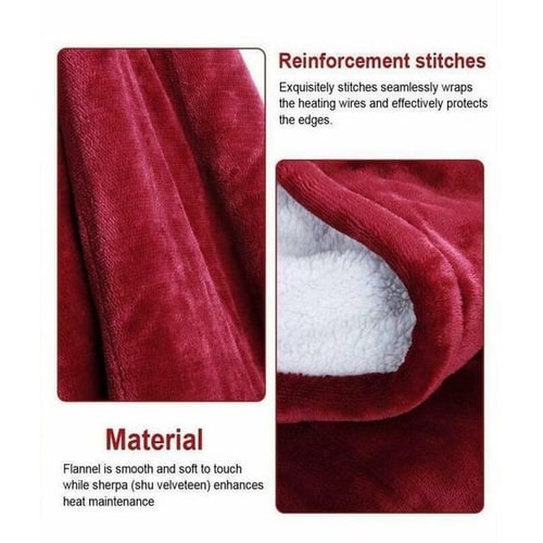 Heated Throw Blanket with Sherpa Fleece Flannel Exterior and Auto Shut-Off Timer - Image 6