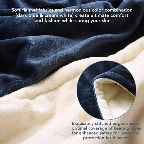 Heated Throw Blanket with Sherpa Fleece Flannel Exterior and Auto Shut-Off Timer - Image 7