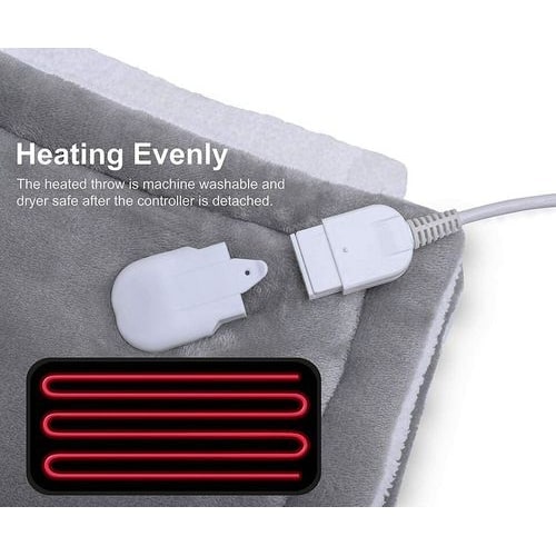 Heated Throw Blanket with Sherpa Fleece Flannel Exterior and Auto Shut-Off Timer - Image 9