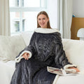 Heated Wearable Blanket with Sleeves Foot Pocket and Sherpa Fleece Lining - Image 1
