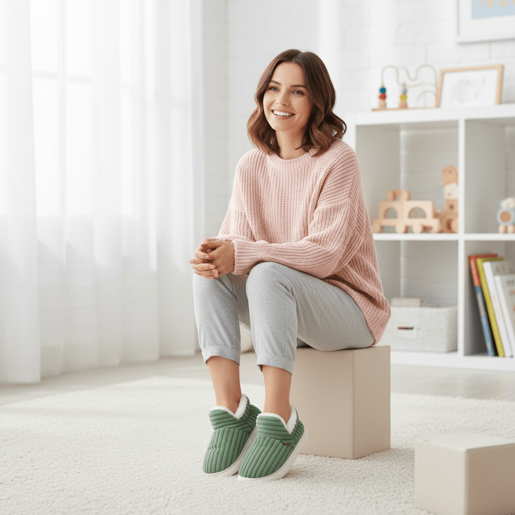House Slipper Boots with Sherpa Fleece Lining and Rubber Sole - Image 2