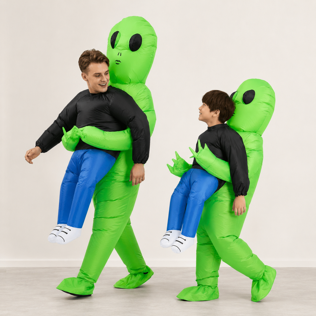 Inflatable Alien Costume with Battery-Operated Fan and Abduction Design - Image 1