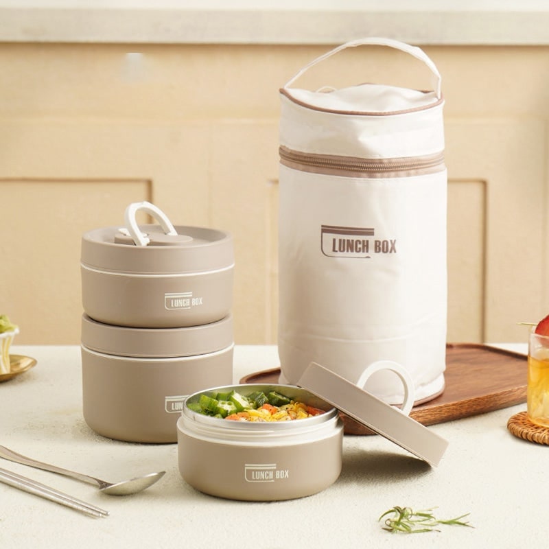 Insulated Lunch Box with Stainless Steel Containers Thermal Bento Design Carrying Bag - Image 10