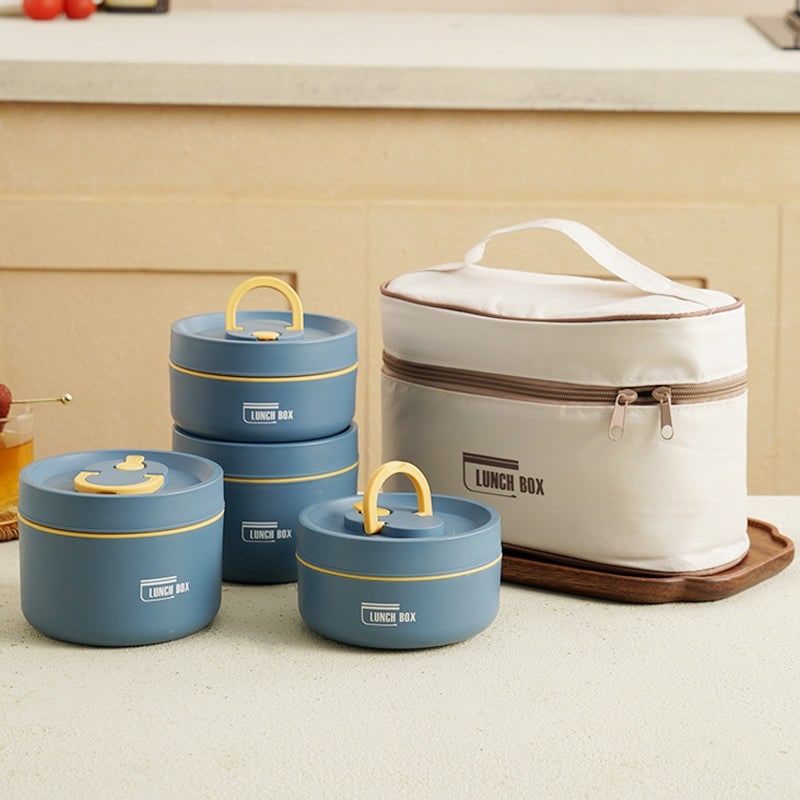 Insulated Lunch Box with Stainless Steel Containers Thermal Bento Design Carrying Bag - Image 2