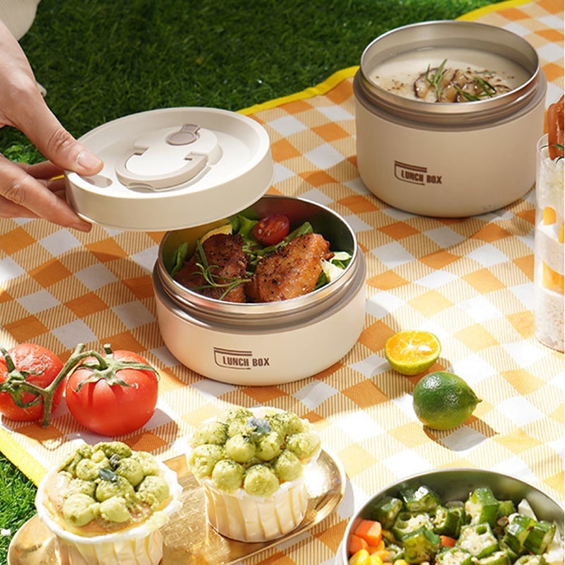 Insulated Lunch Box with Stainless Steel Containers Thermal Bento Design Carrying Bag - Image 4