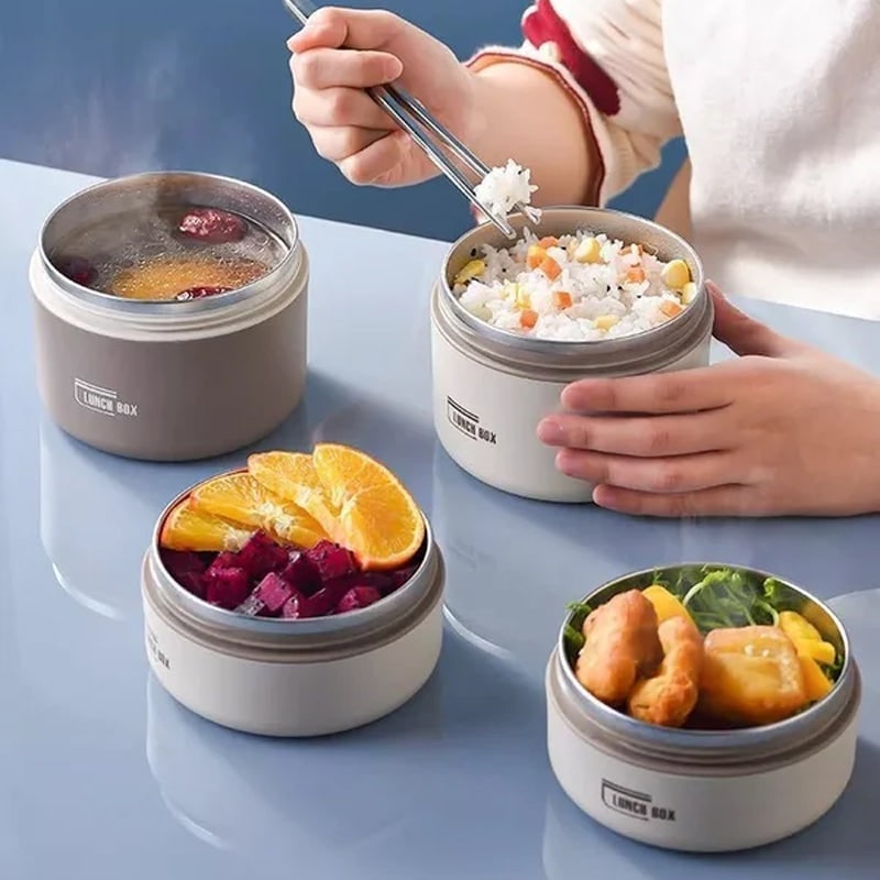 Insulated Lunch Box with Stainless Steel Containers Thermal Bento Design Carrying Bag - Image 5