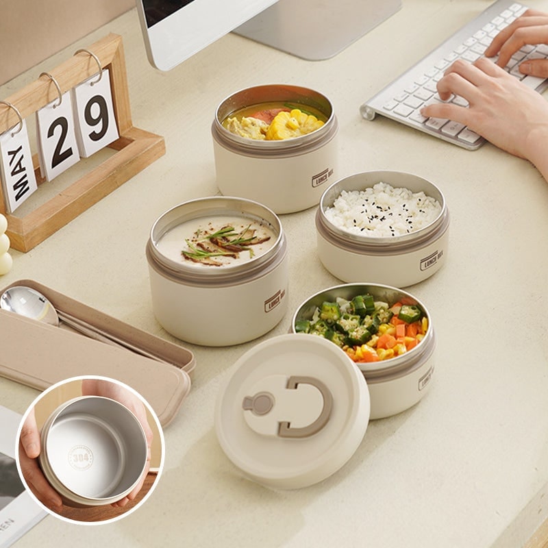 Insulated Lunch Box with Stainless Steel Containers Thermal Bento Design Carrying Bag - Image 8