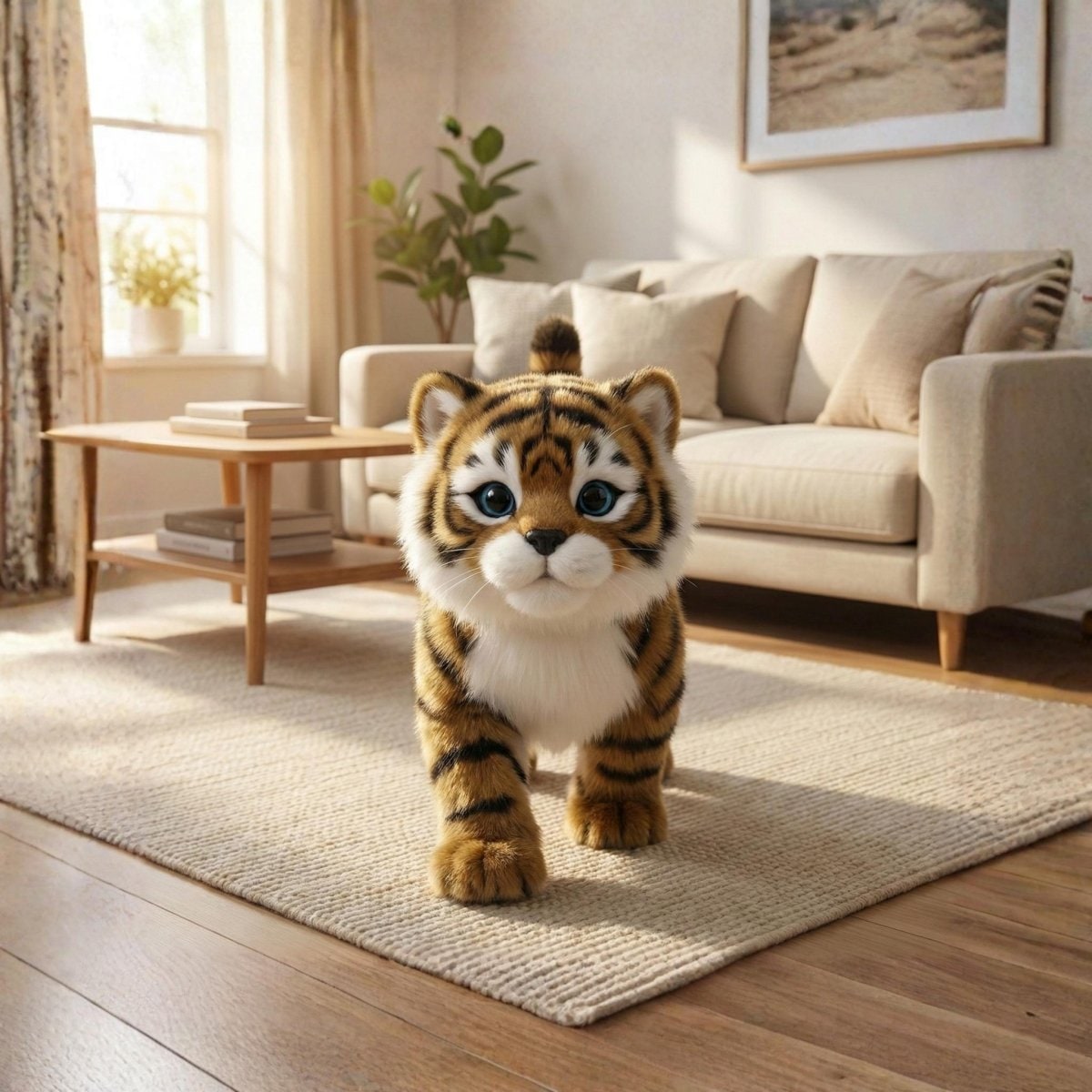 Interactive Pet Toy Tiger Cub with Walking Tail Wagging and Soft Plush Design - Image 2