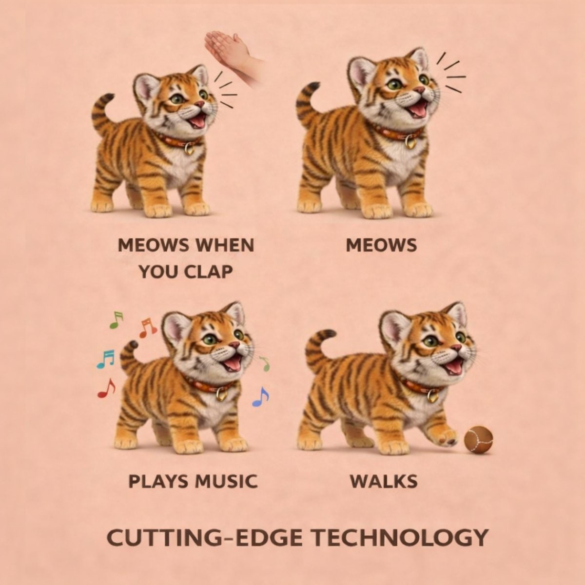 Interactive Pet Toy Tiger Cub with Walking Tail Wagging and Soft Plush Design - Image 7