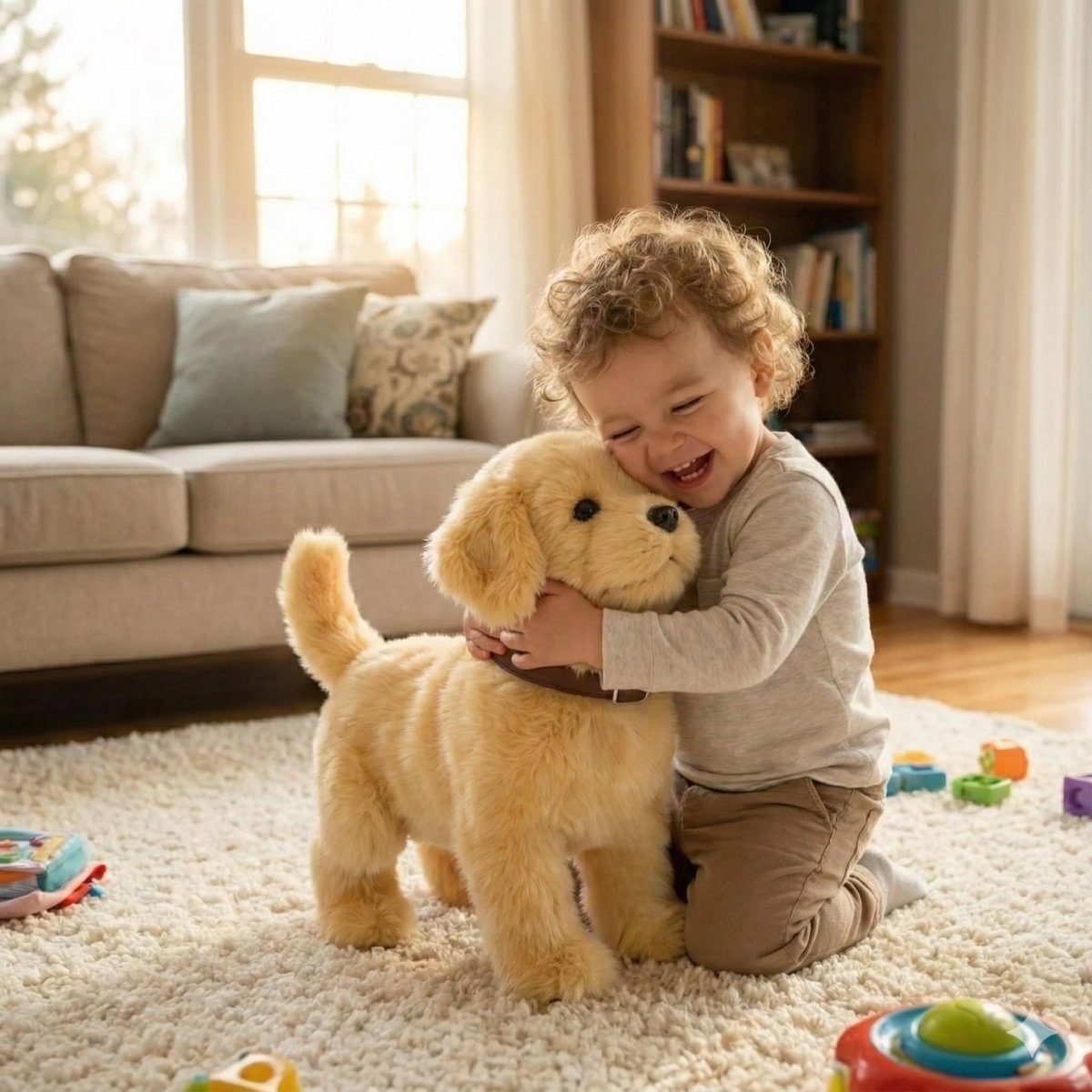 Interactive Robotic Dog Toy with Soft Golden Fur and Wagging Tail for Kids - Image 7