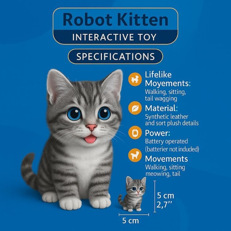 Interactive Robotic Toy Cat with Walking Meowing and Tail-Wagging Plush Kitten - Image 4