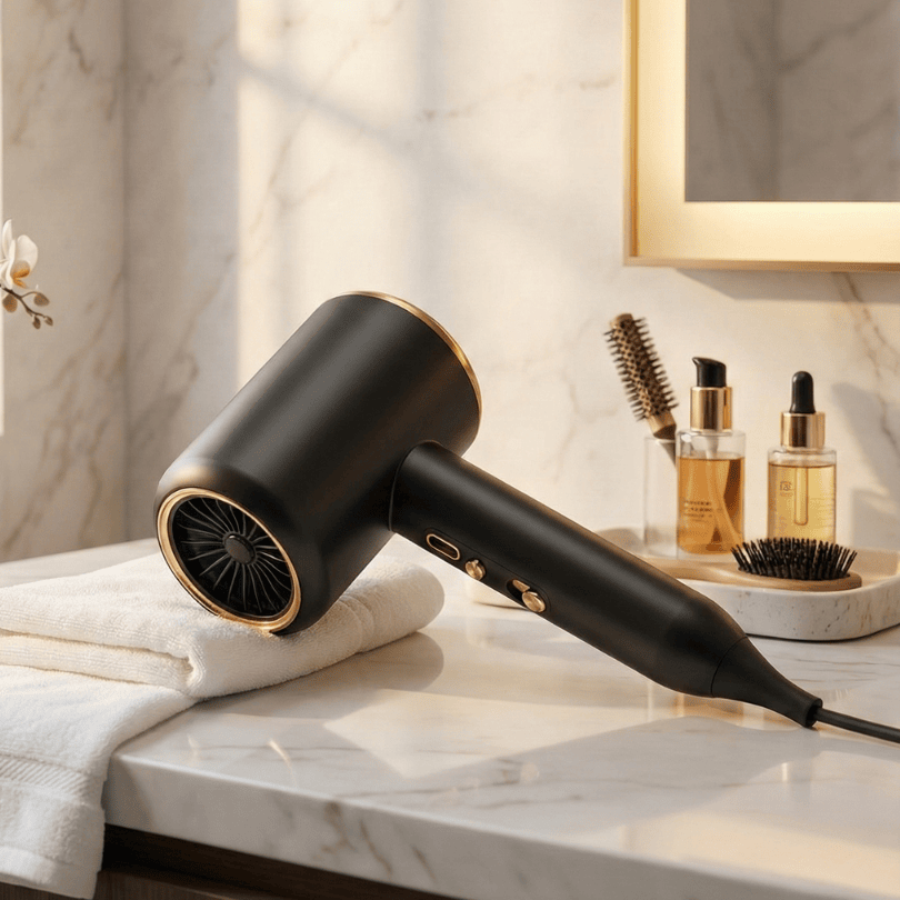 Ionic Hair Dryer with Concentrator Nozzle and LED Light Fast Drying - Image 1