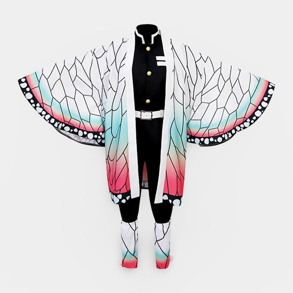 Kids' Anime Cosplay Costume with Butterfly Kimono Coat High-Collar Shirt and Accessories Five-Piece Set - Image 3