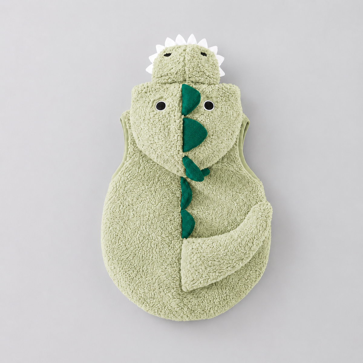Kids' Dinosaur Costume Hooded Romper with Sherpa Fleece, Stuffed Tail and Spikes - Image 5