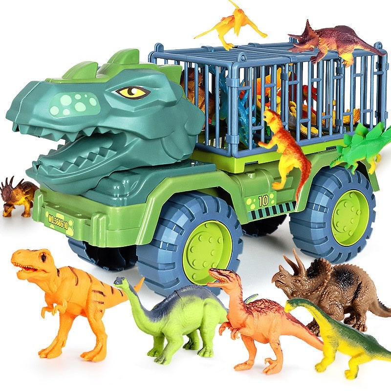 Kids' Dinosaur Toy Truck Transport Set with T Rex Figures and Cage Enclosure - Image 2