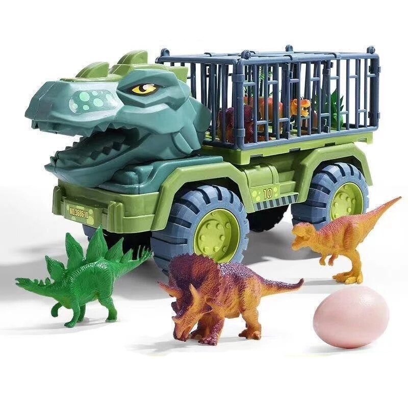 Kids' Dinosaur Toy Truck Transport Set with T Rex Figures and Cage Enclosure - Image 3