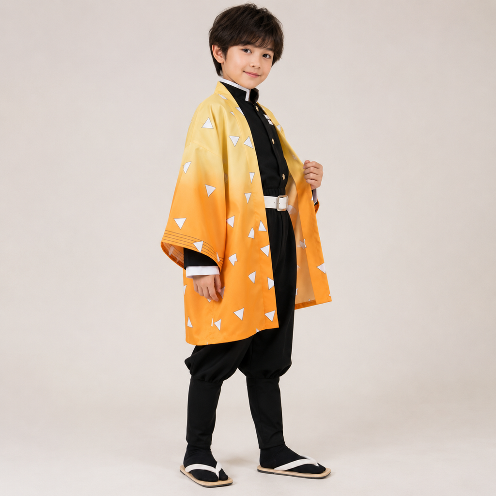 Kids' Halloween Anime Cosplay Costume with Haori Jacket and Fox for Party Dress-Up - Image 2