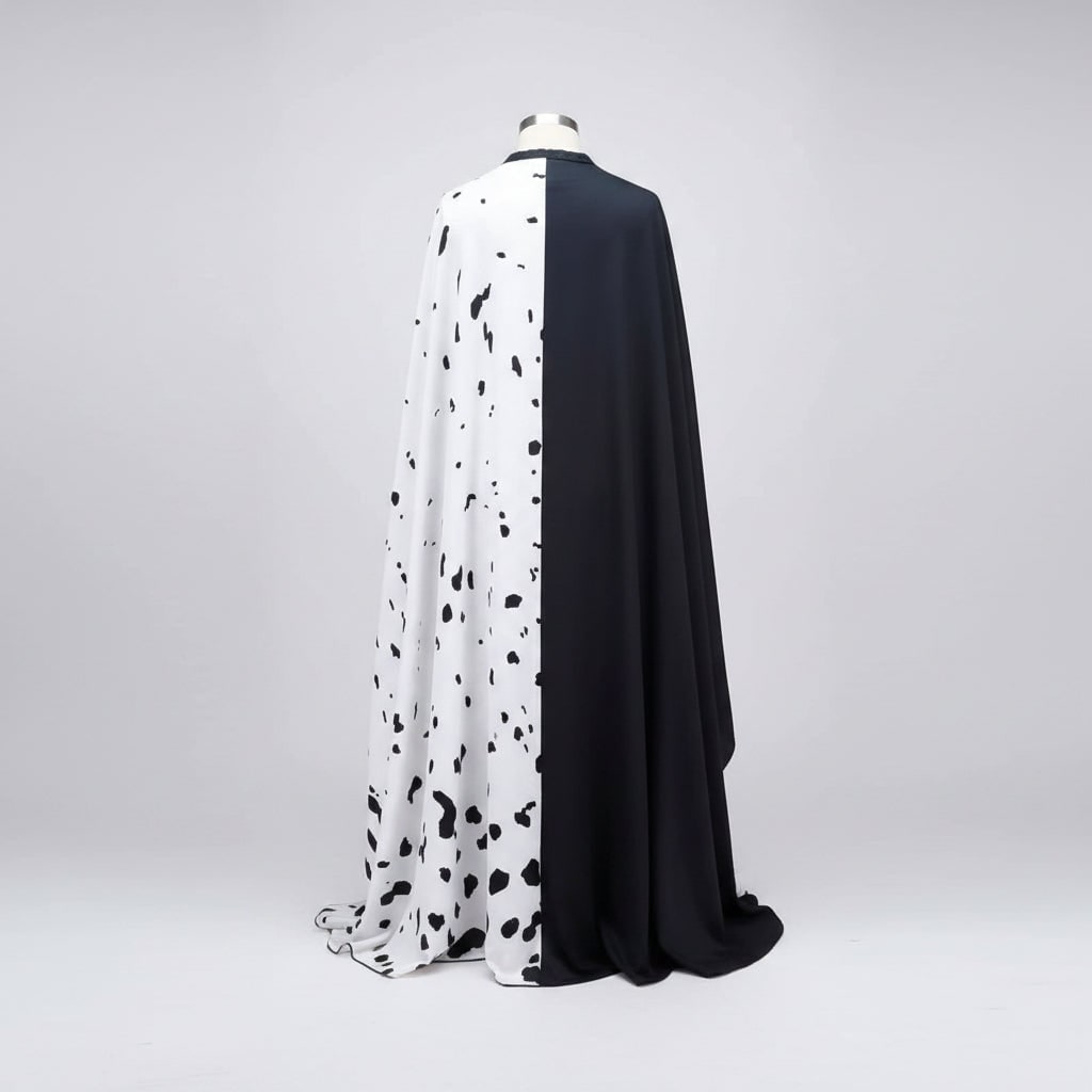 Kids' Halloween Costume Villain Black and White Dalmatian Dress with Cape and Set - Image 7