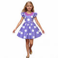 Kids' Halloween Costume with Polka Dot Ruffled Sleeves and Printed Faux Collar for Party - Image 1