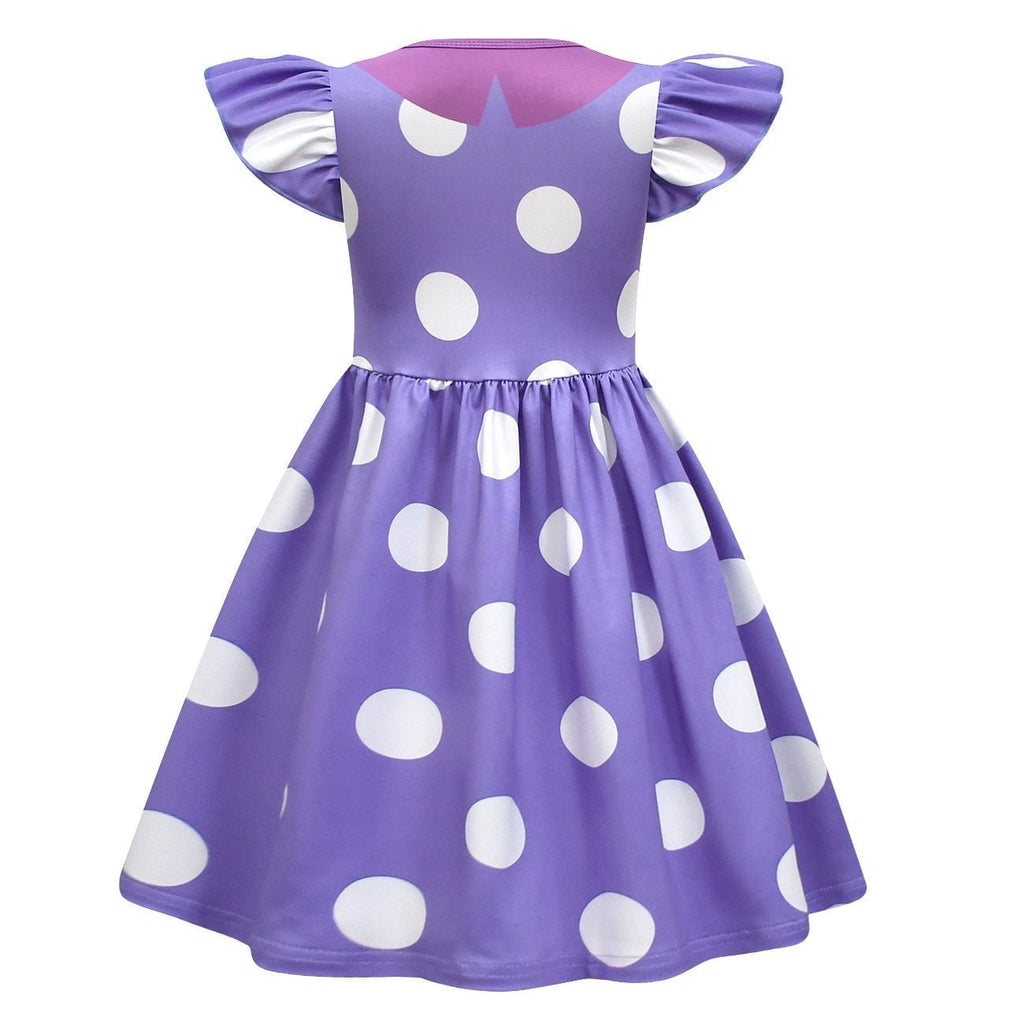Kids' Halloween Costume with Polka Dot Ruffled Sleeves and Printed Faux Collar for Party - Image 4