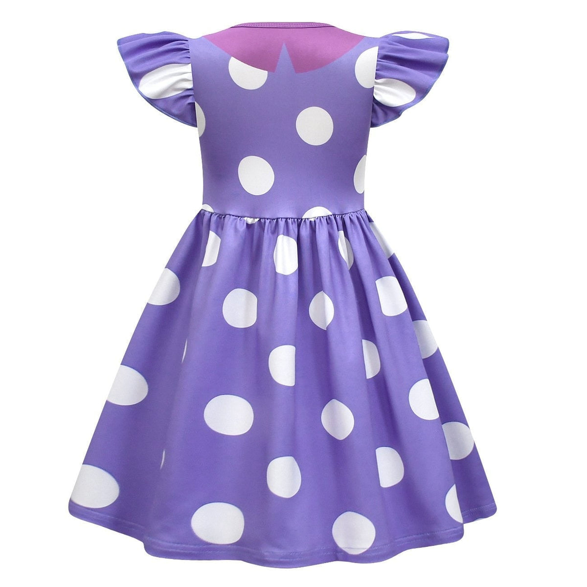 Kids' Halloween Costume with Polka Dot Ruffled Sleeves and Printed Faux Collar for Party - Image 4