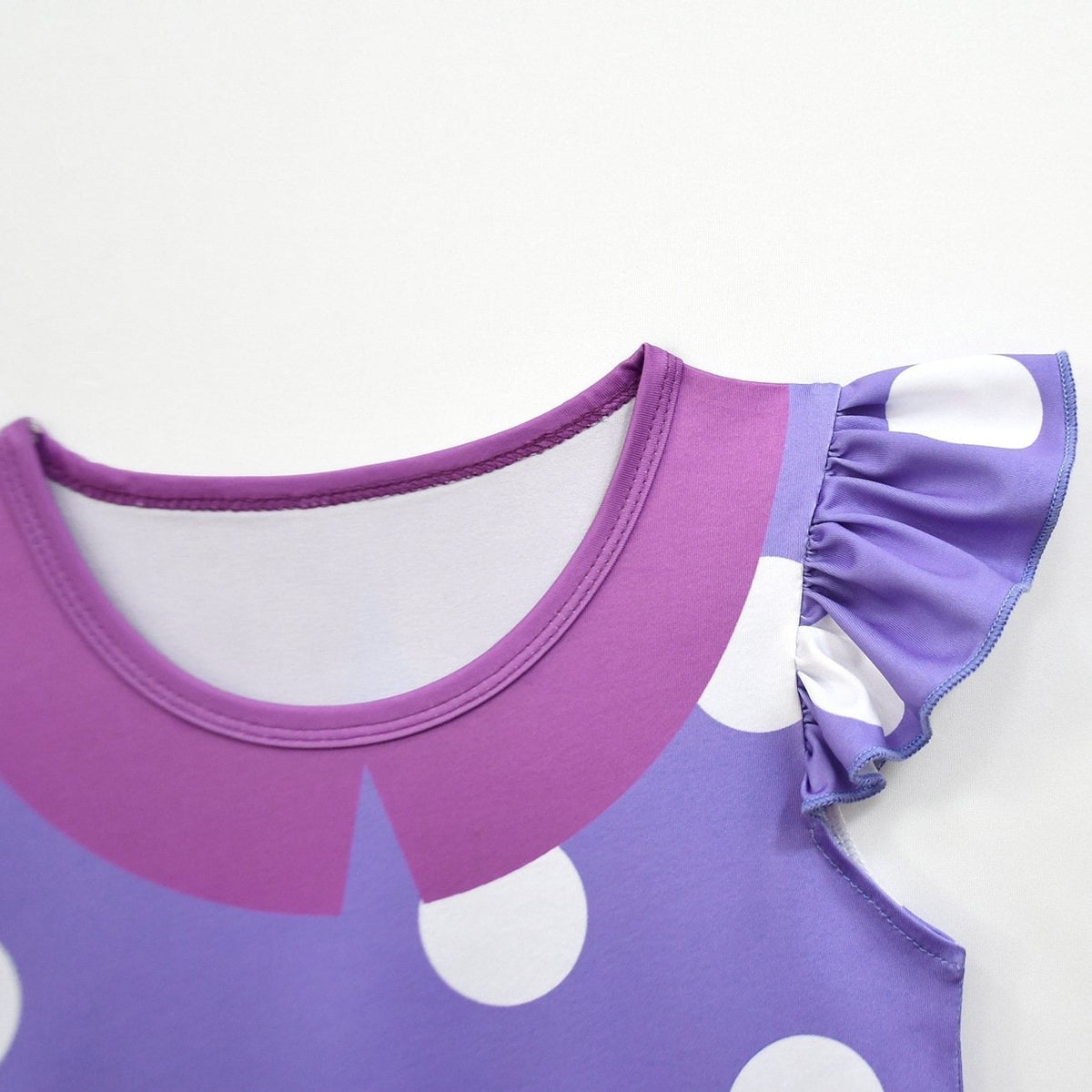 Kids' Halloween Costume with Polka Dot Ruffled Sleeves and Printed Faux Collar for Party - Image 5