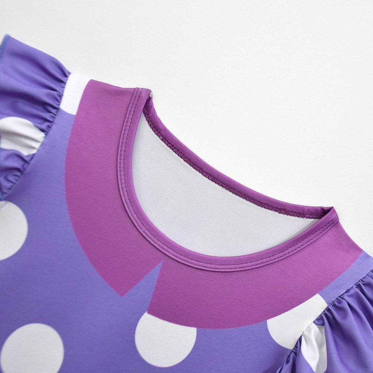 Kids' Halloween Costume with Polka Dot Ruffled Sleeves and Printed Faux Collar for Party - Image 6