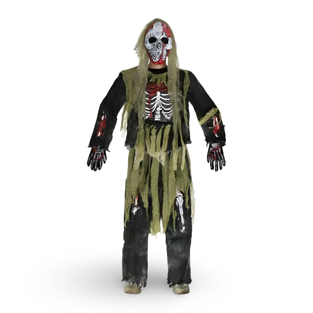 Kids' Halloween Costume Zombie Skeleton with Mask and Gloves Three-Piece Set - Image 3