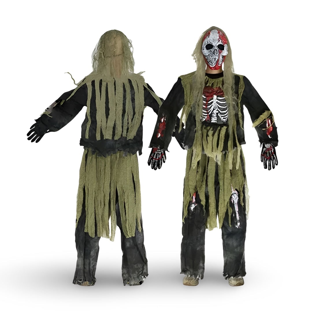 Kids' Halloween Costume Zombie Skeleton with Mask and Gloves Three-Piece Set - Image 4