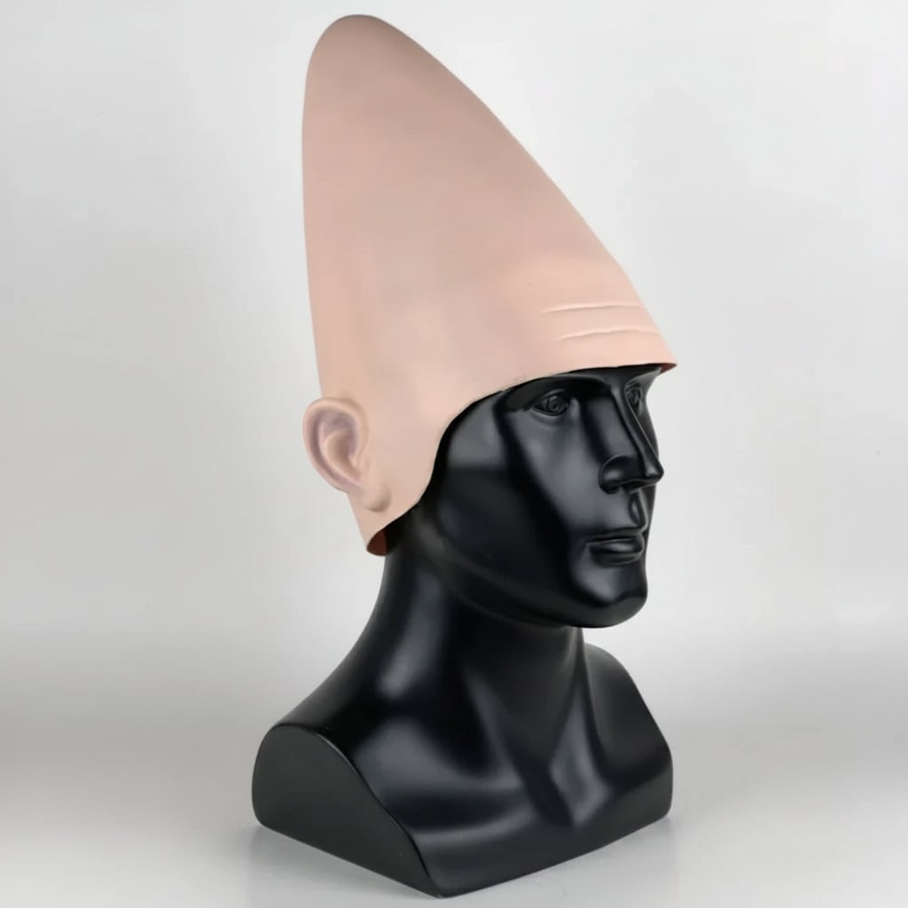 Kids' Halloween Creepy Conehead Costume Mask with Molded Ears and Forehead Wrinkles - Image 2