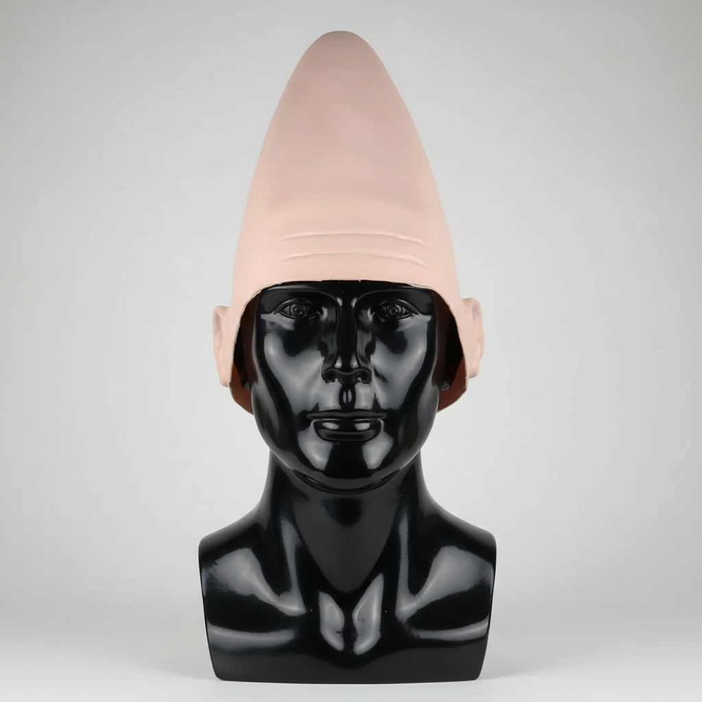 Kids' Halloween Creepy Conehead Costume Mask with Molded Ears and Forehead Wrinkles - Image 4