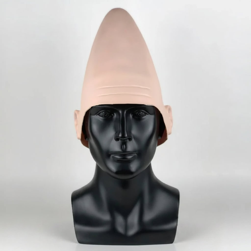 Kids' Halloween Creepy Conehead Costume Mask with Molded Ears and Forehead Wrinkles - Image 5