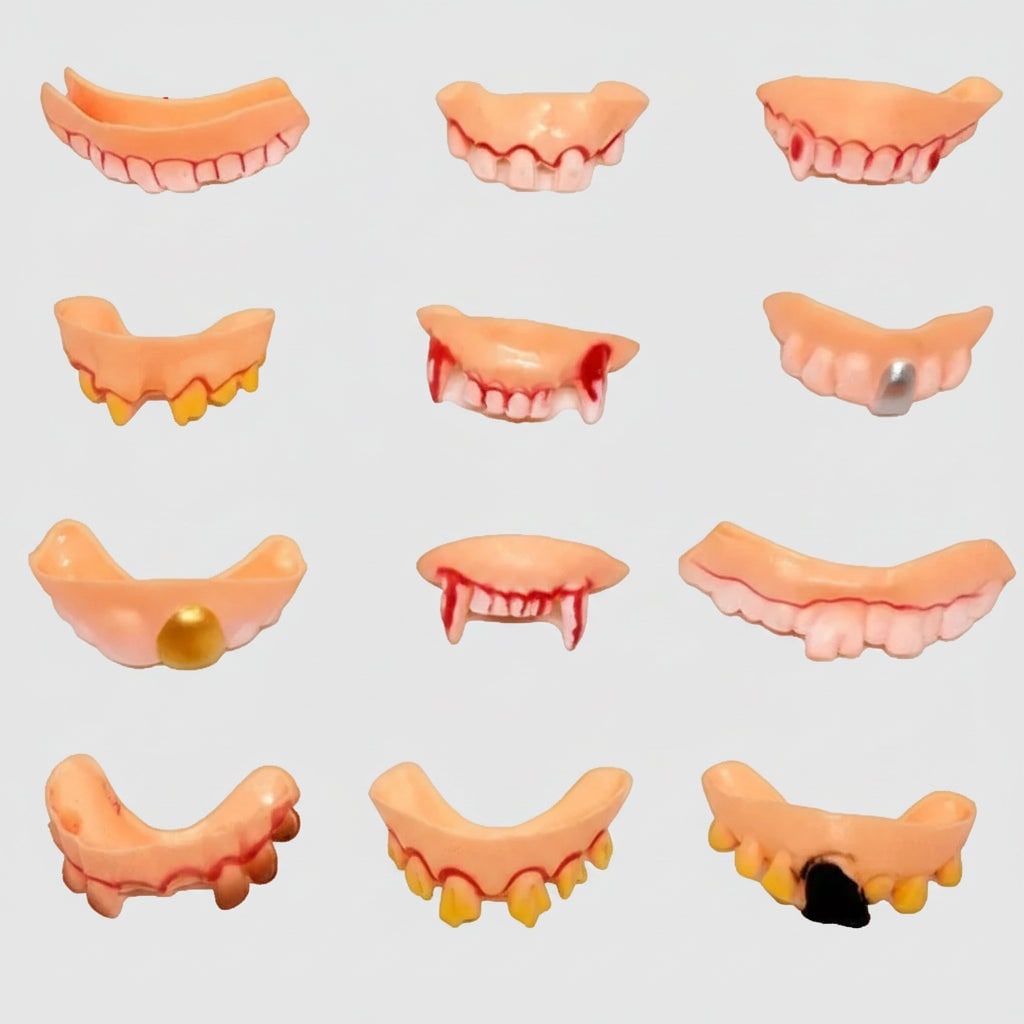 Kids' Halloween Fake Teeth Costume Vampire Fangs and Crooked Yellowed Slip-On Flippers - Image 2