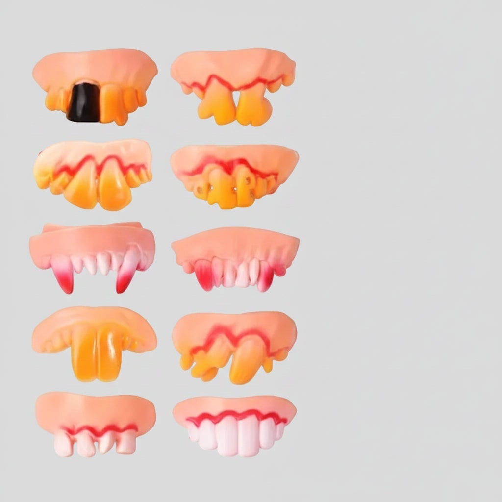 Kids' Halloween Fake Teeth Costume Vampire Fangs and Crooked Yellowed Slip-On Flippers - Image 3