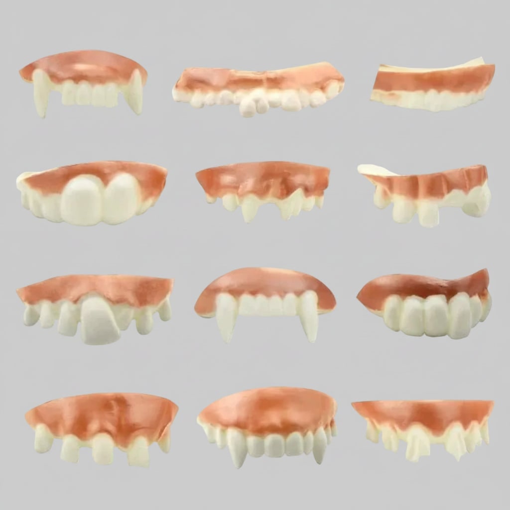Kids' Halloween Fake Teeth Costume Vampire Fangs and Crooked Yellowed Slip-On Flippers - Image 6