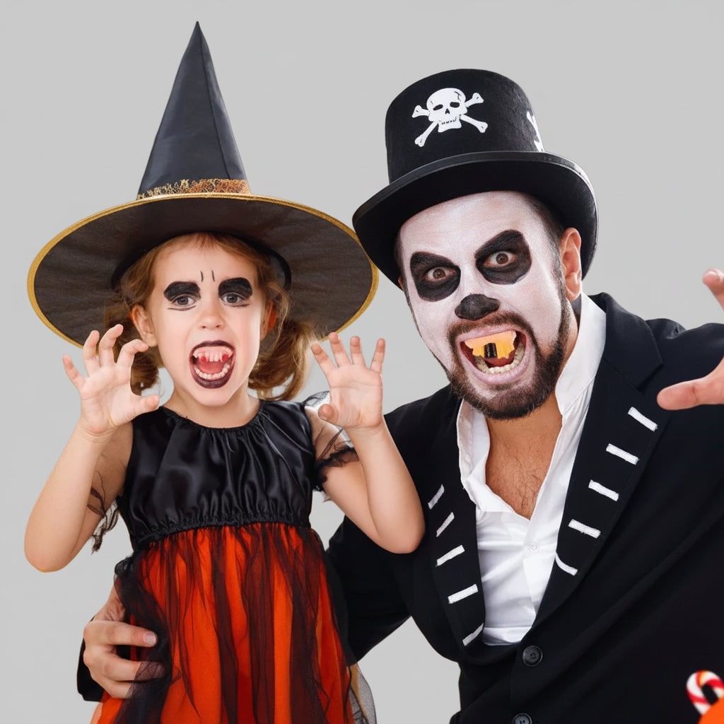 Kids' Halloween Fake Teeth Costume Vampire Fangs and Crooked Yellowed Slip-On Flippers - Image 7