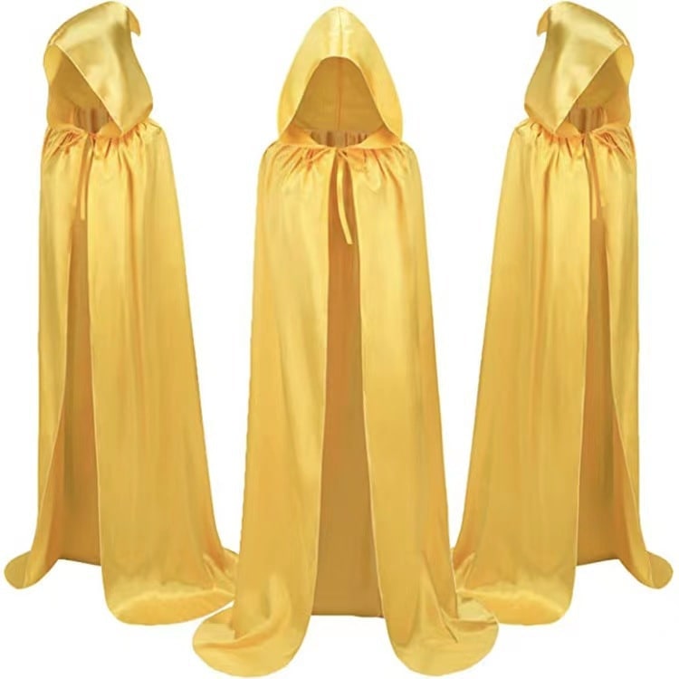 Kids' Halloween Hooded Cloak with Hood and Ribbon Tie Closure for Wizard Vampire Costume Party Dress-Up - Image 2