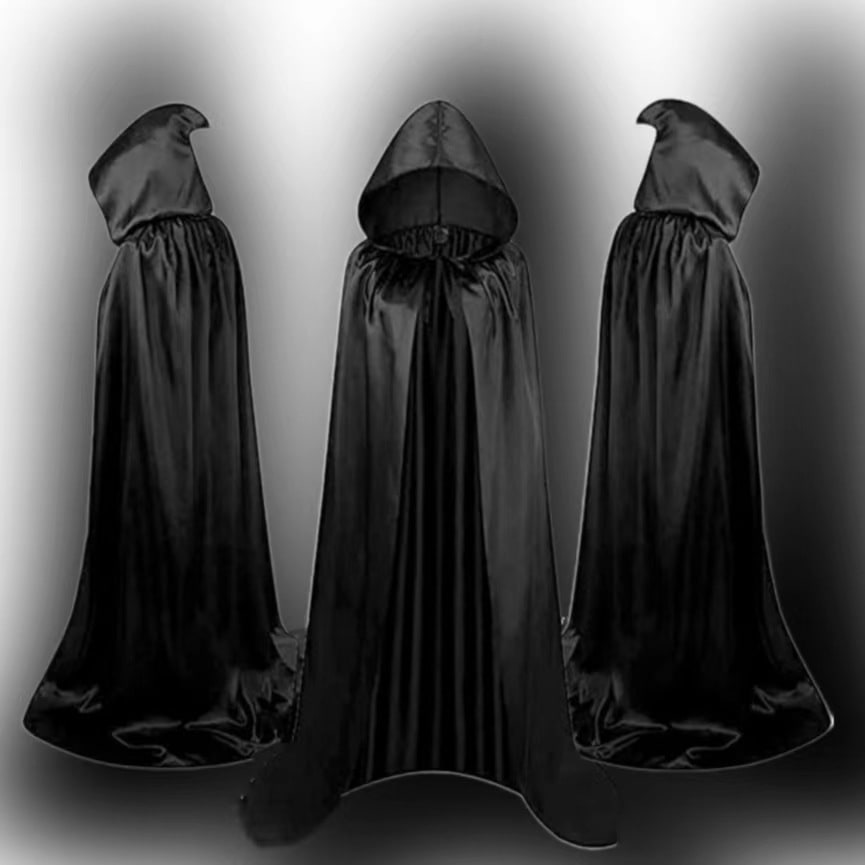 Kids' Halloween Hooded Cloak with Hood and Ribbon Tie Closure for Wizard Vampire Costume Party Dress-Up - Image 4