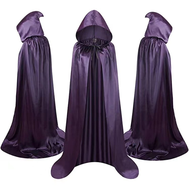 Kids' Halloween Hooded Cloak with Hood and Ribbon Tie Closure for Wizard Vampire Costume Party Dress-Up - Image 5