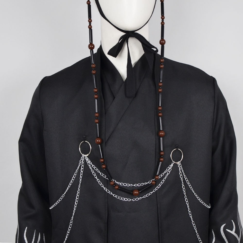 Kids' Halloween Korean Hanbok with Silver Flame Patterns Wide Bell Sleeves Woven Hat - Image 2