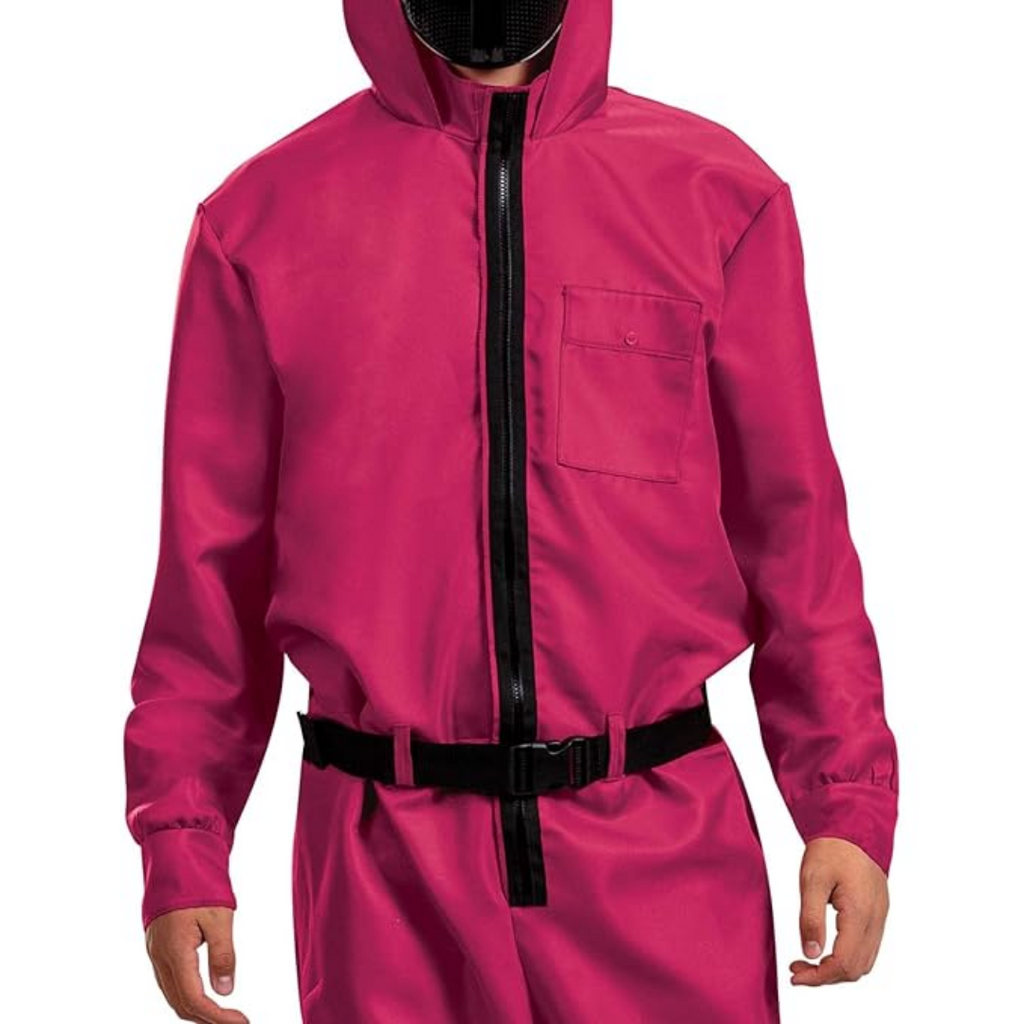 Kids' Halloween Pink Hooded Jumpsuit Costume with Black Belt and Cargo Pockets - Image 7