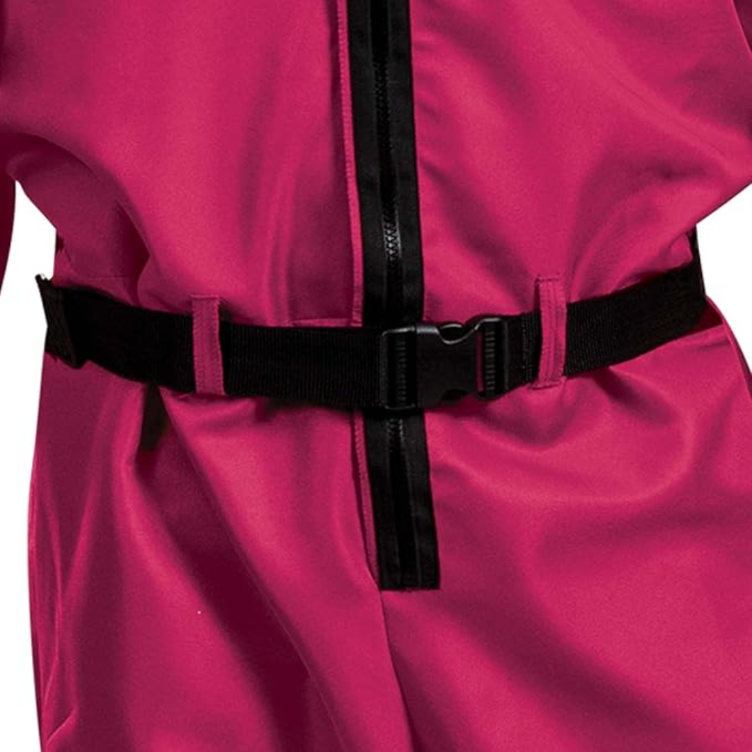 Kids' Halloween Pink Hooded Jumpsuit Costume with Black Belt and Cargo Pockets - Image 8